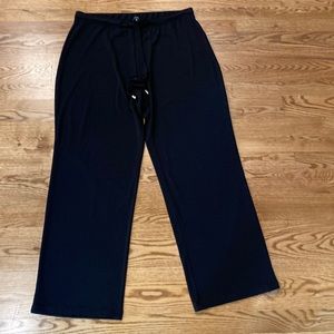 Womens Ellen Tracy pull on belted black straight leg pant normcore workwear